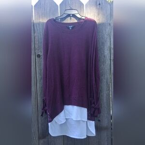 Simply Vera Vera Wang Plum Sweater with White Layer